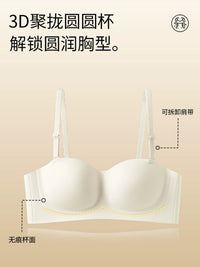 Strapless Gathered Bralette for Small Busts, Wireless Anti-Slip Bandeau Bra, Thin Summer Invisible Backless Design
