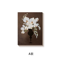 Orchid Floral Wall Art with Black Aluminum Frame, Vintage Aesthetic Decor for Bedroom and Desktop