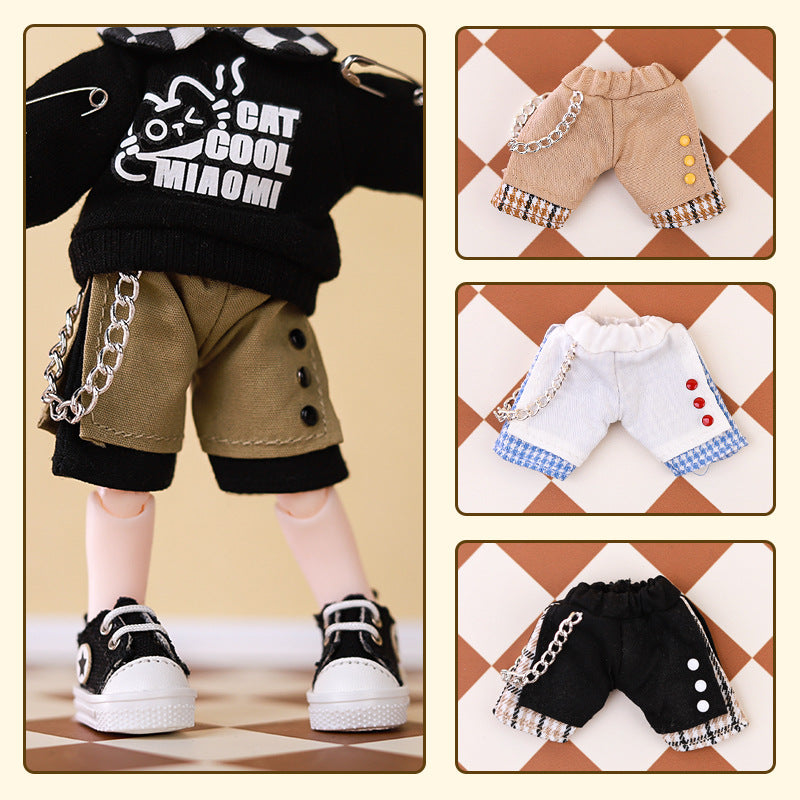 OB11 BJD Doll Patchwork Trendy Shorts for 1/12 Scale Figures