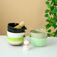 Japanese Ceramic Matcha Tea Ceremony Set with Whisk and Bowl