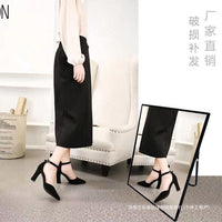 Shoe Store Try-On Mirror with Stand, European Style Floor-Standing Foot Mirror for Shoe Fitting