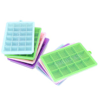 Wholesale Creative Baby Food Supplement Grid 15/24-Cavity Silicone Ice Cube Tray with Lid Square DIY Ice Block Mold