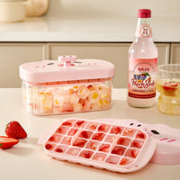 Cartoon Pig Ice Cube Tray with One-Press Demolding, Food-Grade Household Ice Maker Mold for Creative Quick Release
