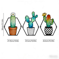 Iron Art Cactus Silhouette Wall Decor Set for Living Room & Bedroom