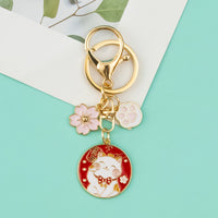 Japanese Lucky Cat Keychain Metal Charm for Bags and Car Keys