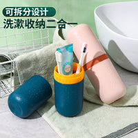 Portable Travel Toothbrush Holder & Mouthwash Cup with Dustproof Lid