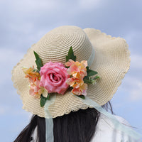 DIY Floral Straw Hat Summer Accessory Material Kit for Team Building Events - Artificial Flower Sun Hat
