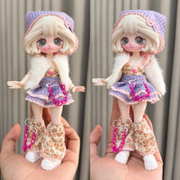Doll Clothes Set for OB11 YMY GSC BJD 1/8 1/12 Dolls, 16-17cm Doll Dress Daily Wear