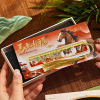 Year of the Horse Metal Bookmark Ruler, Chinese Style Hollow Design, Exquisite Stationery Gift for Students and Teachers