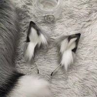 Handmade White Wolf Ears and Tail Cosplay Set