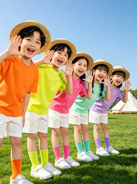 Kids' Solid Color T-Shirt Set for School Events & Performances