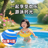 Inflatable Blue and White Printed Swimming Pool for Adults and Kids, Thickened Indoor/Outdoor Ocean Ball Pit