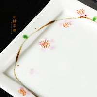 Hasami Ware Hand-Painted Floral Ceramic Rectangular Plate