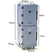 90L Commercial Insulated Food Warmer/Cooler Box with Wheels, Stackable Large Capacity