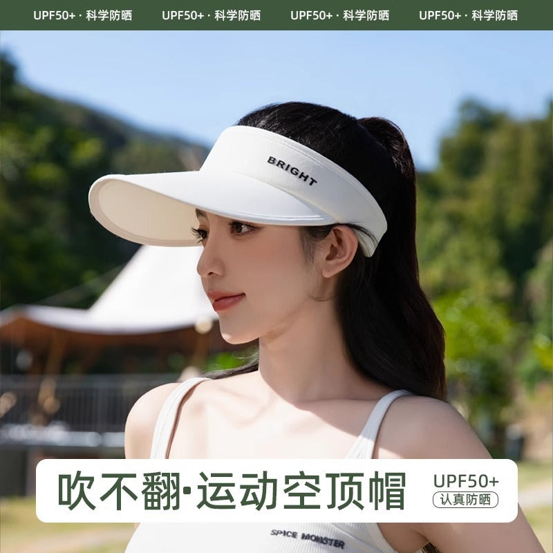 Women's Summer UV Protection Sun Visor Hat with Wide Brim and Ice Silk Fabric for Outdoor Sports
