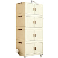 Foldable Storage Cabinet with Doors and Wheels, Multi-Layer Large Capacity Organizer