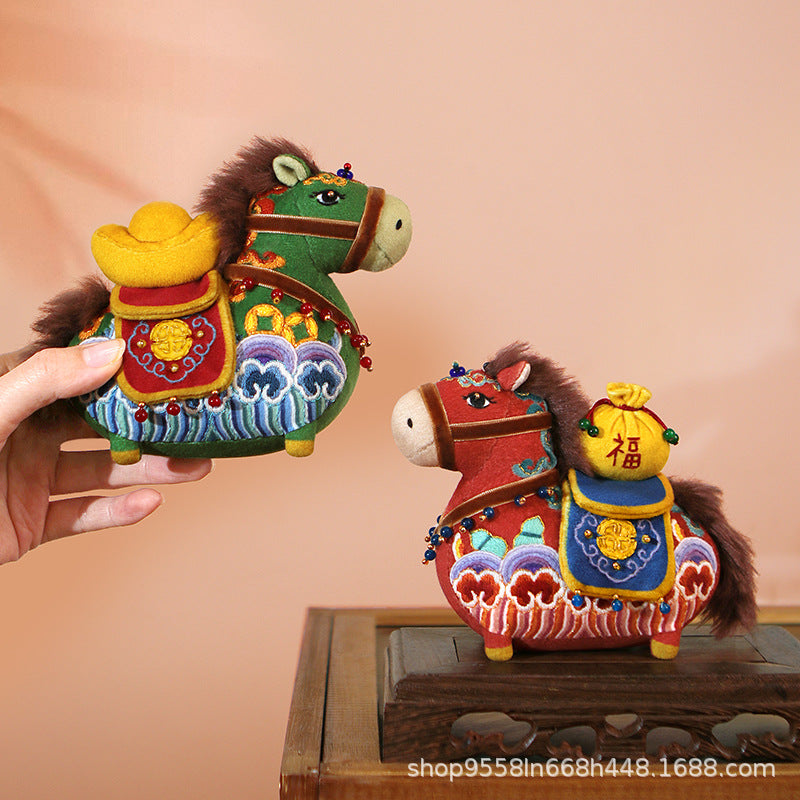 Chinese Style Tang Horse Embroidery DIY Material Kit 3D Fabric Doll Zodiac Tea Pet Ornament Creative Gift