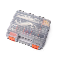 Double-Sided Portable Parts Organizer Box with Handle, Durable Plastic Storage for Screws and Small Components