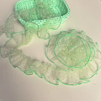Flocked Polka Dot Mesh Pleated Lace Trim for DIY Crafts, Doll Clothes, Pet Apparel, Home Decor