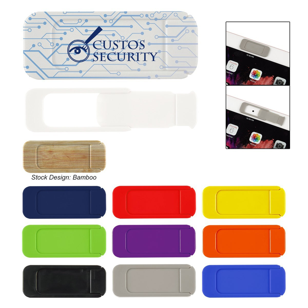 USB Webcam Privacy Cover Slide Blocker for Laptop, Tablet, Phone - Square Design