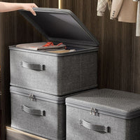Collapsible Storage Box with Lid and Combination Lock, Fabric Organizer for Clothes and Toys