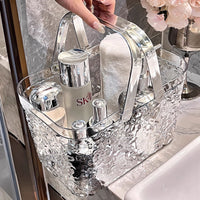 Portable Clear Shower Caddy Basket with Handle for Bathroom Dormitory Toiletries Storage