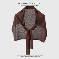 Women's T-Shaped Ice Silk Knit Sun Protection Shawl for Summer, Thin Versatile Air Conditioning Cardigan with Neck Guard