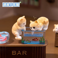 Cute Playful Fishing Cat Figurine Miniature for Dollhouse DIY Decor and Desktop Ornament