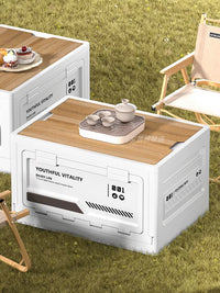 Large Foldable Outdoor Camping Storage Box with Lid, Car Trunk Organizer, Portable Picnic Table