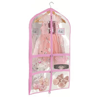 Clear PVC Garment Bag for Kids' Dancewear and Clothing with Multiple Pockets