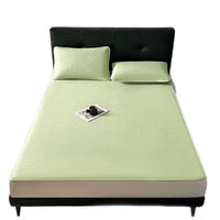 Jacquard Cooling Ice Bean Silk Mat Bed Sheet Set for Summer, Machine Washable