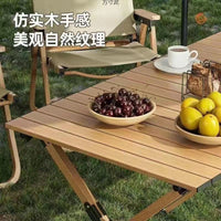 Portable Outdoor Camping Folding Table and Chair Set with Roll-Up Table for Picnic BBQ
