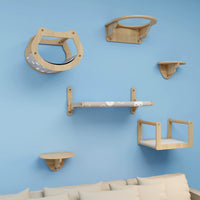 Wall-Mounted Cat Climbing Frame with Hammock and Perch