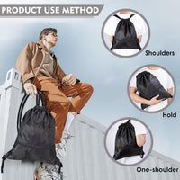 Waterproof Oxford Drawstring Backpack with Zipper Pocket for Sports and Outdoor Activities