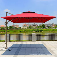 Outdoor Patio Umbrella with Marble Base, Aluminum Alloy Pole, Double-Tiered Canopy for Garden, Villa, Hotel
