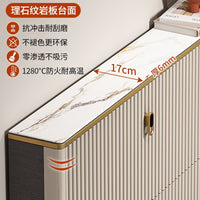Ultra-Thin 17cm Entryway Shoe Cabinet with Rock Slab Top, Space-Saving Flip-Drawer Design