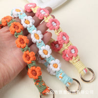 INS Style Daisy Flower Woven Phone Charm Lanyard Keychain Bag Pendant for Women