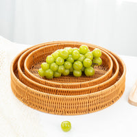 Handwoven Rattan-Style Serving Tray Basket for Snacks, Fruits, and Bread