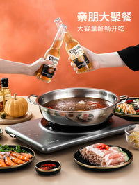 Stainless Steel Hot Pot with Divider, Thickened Shabu Shabu Pot for Induction Cooktop, Home and Commercial Use