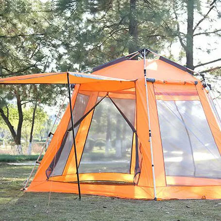 Automatic Hexagonal Pop-Up Camping Tent for Outdoor Recreation, Waterproof and Mosquito-Proof