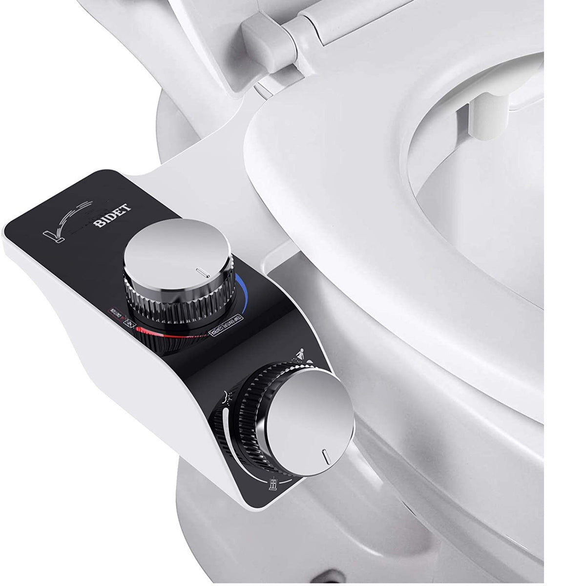 Non-Electric Bidet Toilet Seat Attachment with Dual Nozzles for Cold and Hot Water, Easy Installation
