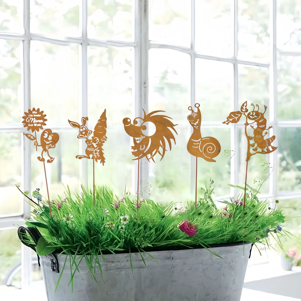 Garden Iron Art Insect Decorative Stakes - 5 Piece Set