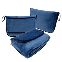 Travel Flannel Blanket with Pillow Bag, 2-in-1 Foldable Car and Airplane Throw