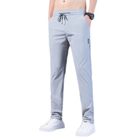 Men's Summer Ice Silk Breathable Casual Work Pants Loose Fit Quick Dry Trousers