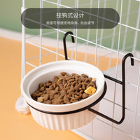 Ceramic Pet Bowl with Hanging Stand for Cats and Small Dogs, Anti-Tip Food and Water Dish