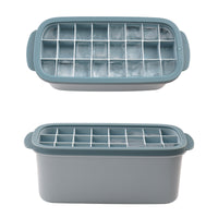 Household 24-Grid Silicone Ice Cube Tray with Lid and Storage Bin, Large Capacity Easy Release Ice Mold Set