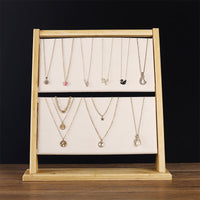 Bamboo & Wood 2-Tier Detachable Necklace Display Stand for Jewelry & Pendant Organization