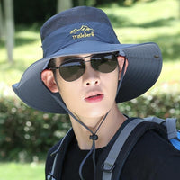 Men's Outdoor Sun Protection Fishing Hat UV Protection Wide Brim Bucket Hat for Hiking and Beach