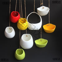 Ceramic Hanging Planter for Succulents and Hydroponic Plants, Wall-Mounted Indoor Flower Pot