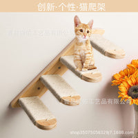 Wall-Mounted Sisal Cat Climbing Frame with Multi-Tier Platforms